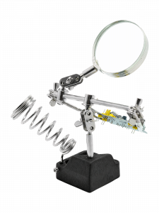 Третья рука для пайки, универсальный держатель на подставке с лупой 2 руки Орбита OT-INL60